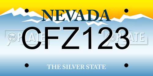 CFZ123 Nevada License Plate
