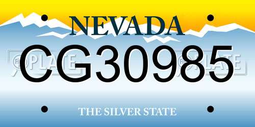 CG30985 Nevada License Plate