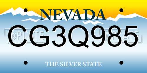 CG3Q985 Nevada License Plate