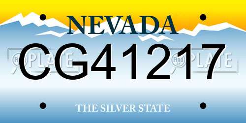 CG41217 Nevada License Plate