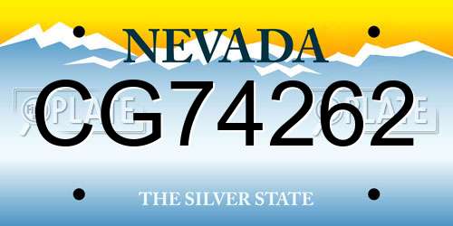 CG74262 Nevada License Plate
