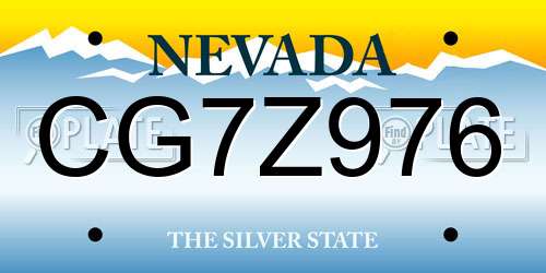 CG7Z976 Nevada License Plate