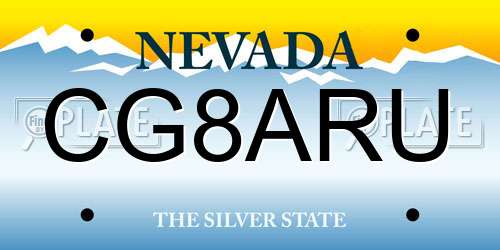 CG8ARU Nevada License Plate