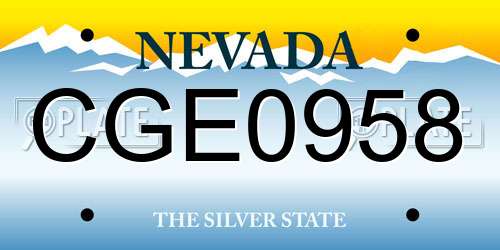 CGE0958 Nevada License Plate