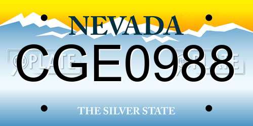 CGE0988 Nevada License Plate