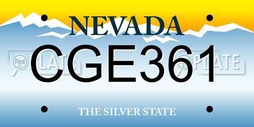 CGE361 Nevada License Plate