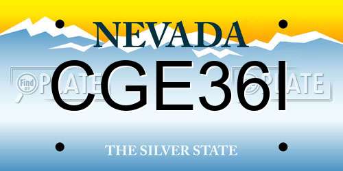 CGE36I Nevada License Plate