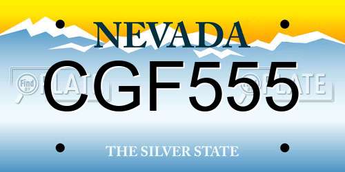 CGF555 Nevada License Plate
