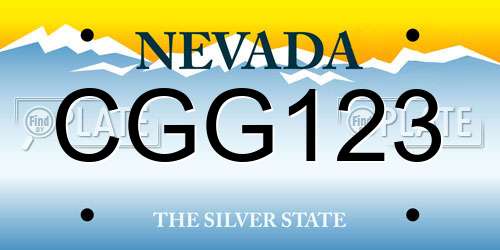 CGG123 Nevada License Plate