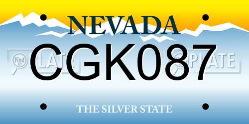 CGK087 Nevada License Plate