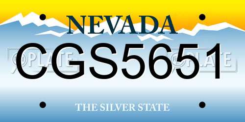 CGS5651 Nevada License Plate