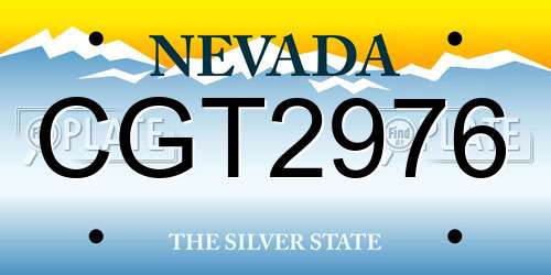 CGT2976 Nevada License Plate