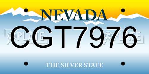 CGT7976 Nevada License Plate