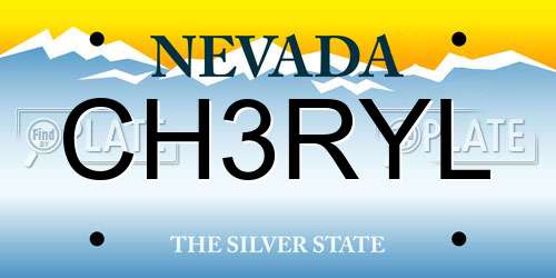 CH3RYL Nevada License Plate