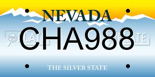 CHA988 Nevada License Plate