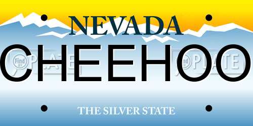 CHEEHOO Nevada License Plate