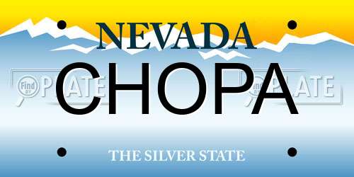 CHOPA Nevada License Plate