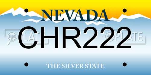 CHR222 Nevada License Plate