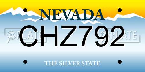 CHZ792 Nevada License Plate