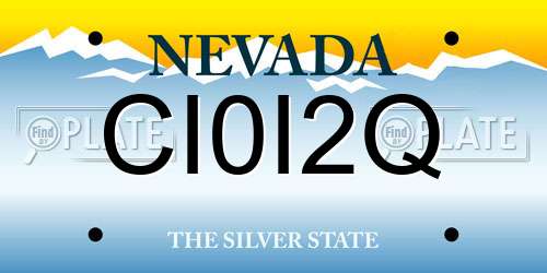 CI0I2Q Nevada License Plate