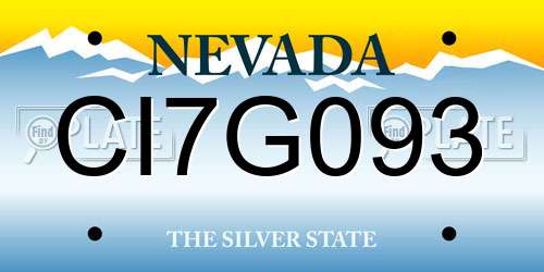 CI7G093 Nevada License Plate
