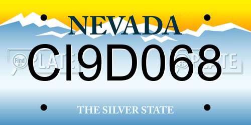 CI9D068 Nevada License Plate
