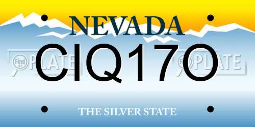 CIQ17O Nevada License Plate