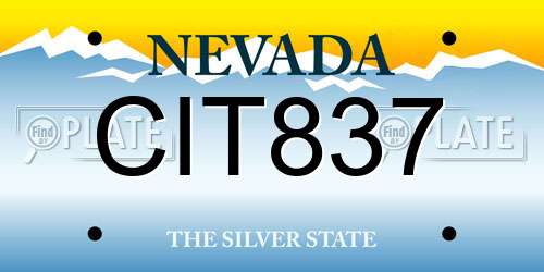 CIT837 Nevada License Plate