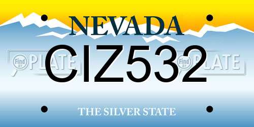 CIZ532 Nevada License Plate