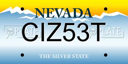 CIZ53T Nevada License Plate