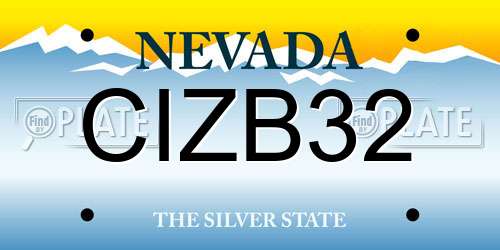 CIZB32 Nevada License Plate