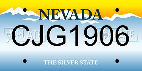 CJG1906 Nevada License Plate