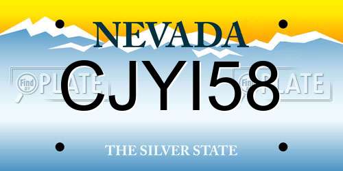 CJYI58 Nevada License Plate