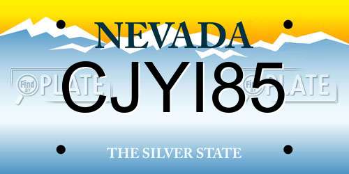 CJYI85 Nevada License Plate