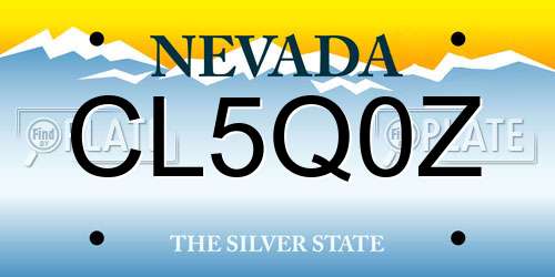 CL5Q0Z Nevada License Plate