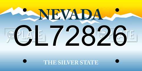 CL72826 Nevada License Plate