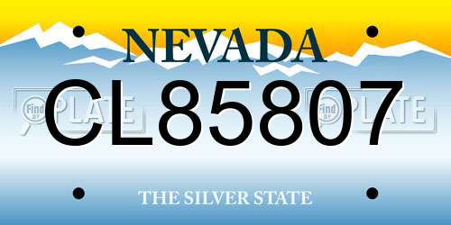 CL85807 Nevada License Plate