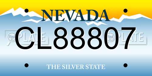CL88807 Nevada License Plate
