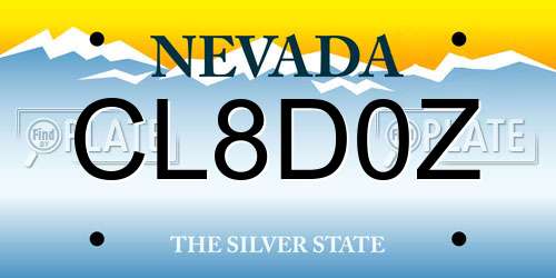 CL8D0Z Nevada License Plate