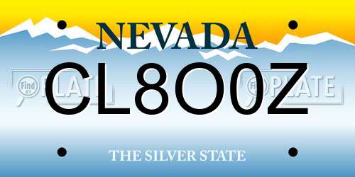 CL8O0Z Nevada License Plate