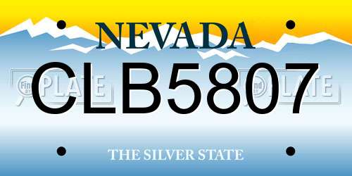 CLB5807 Nevada License Plate