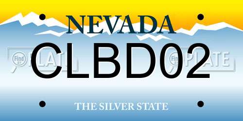 CLBD02 Nevada License Plate