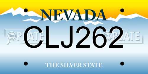 CLJ262 Nevada License Plate