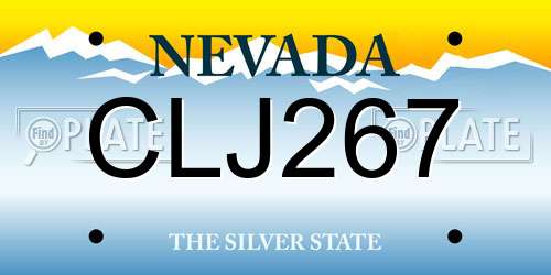 CLJ267 Nevada License Plate