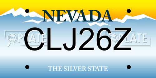CLJ26Z Nevada License Plate