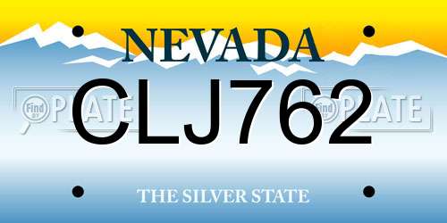 CLJ762 Nevada License Plate