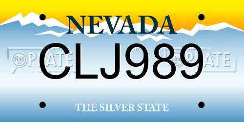 CLJ989 Nevada License Plate