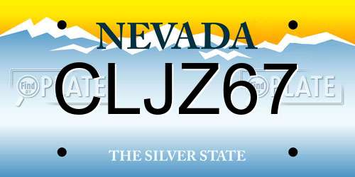 CLJZ67 Nevada License Plate