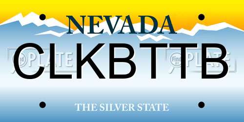 CLKBTTB Nevada License Plate