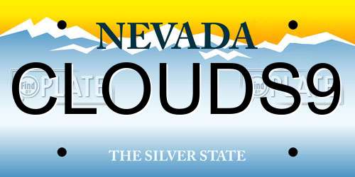 CLOUDS9 Nevada License Plate